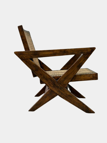 ORIGINAL TEAK PIERRE JEANNERET X LEG LOUNGE CHAIRS, CHANDIGARH