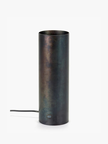 SOFISTICATO BLUE STEEL FLOOR LAMP WITH DEEPLY RECESSED LED AND INDUSTRIAL TEXTURE