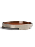 Nickel metal tray bowl with leather interior
