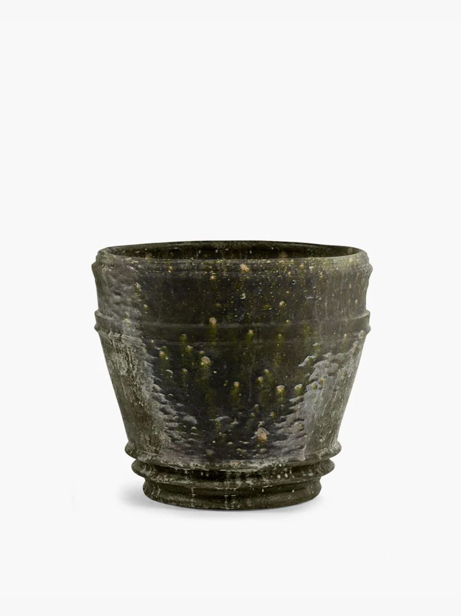 KELLY WEARSTLER MESA COLLECTION HAND-GLAZED STONEWARE OUTDOOR PLANTER WITH NATURAL EARTHEN FINISH