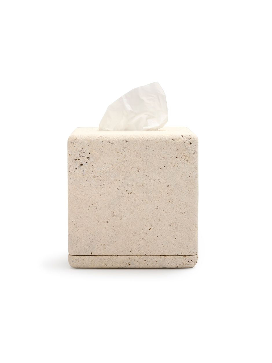 Vincent Van Duysen limestone tissue box, modern minimalist home accessory.