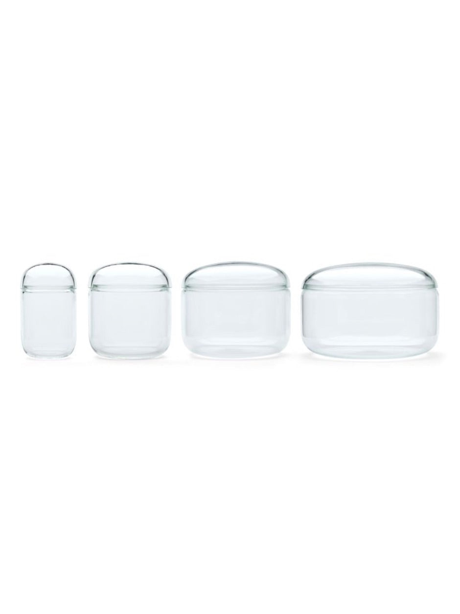 Pawson glass storage jars, Handcrafted glass jars, Bohemian glass jars, Glass storage containers, Mouth-blown glass storage, Artisan storage jars, Modern glass jars, Minimalist storage jars, Designer kitchen storage, Luxury kitchen storage, Glass serving dish, Transparent glass jars, High-end kitchen storage, Premium glassware, Functional decor, Glass storage with lid, Contemporary home accessories, Designer homeware, Elegant kitchen storage