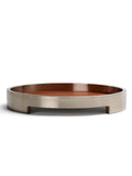 Nickel-finished metal and leather bowl by Hugues de Blignières for When Objects Work