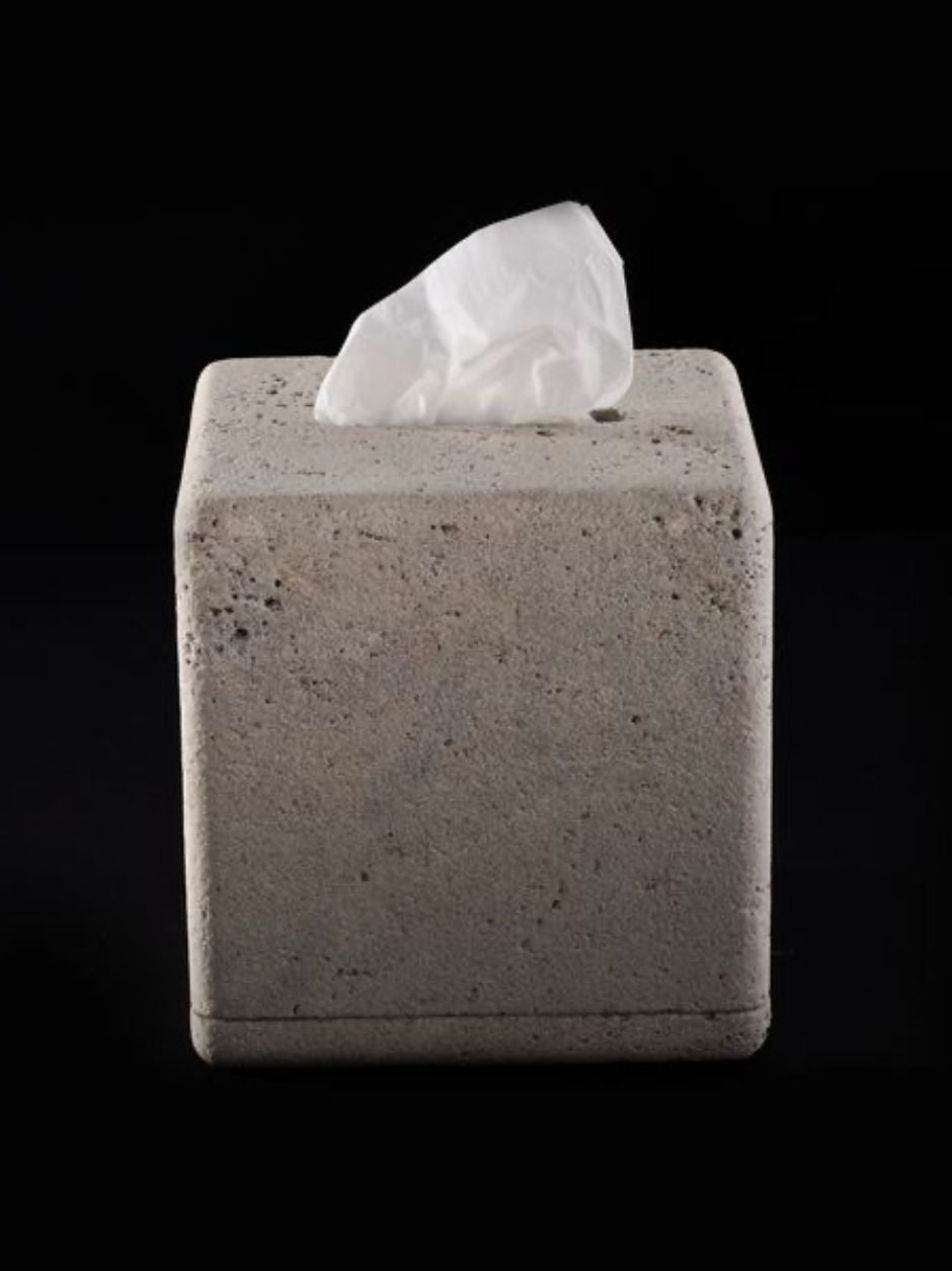 Vincent Van Duysen limestone tissue box, modern minimalist home accessory.