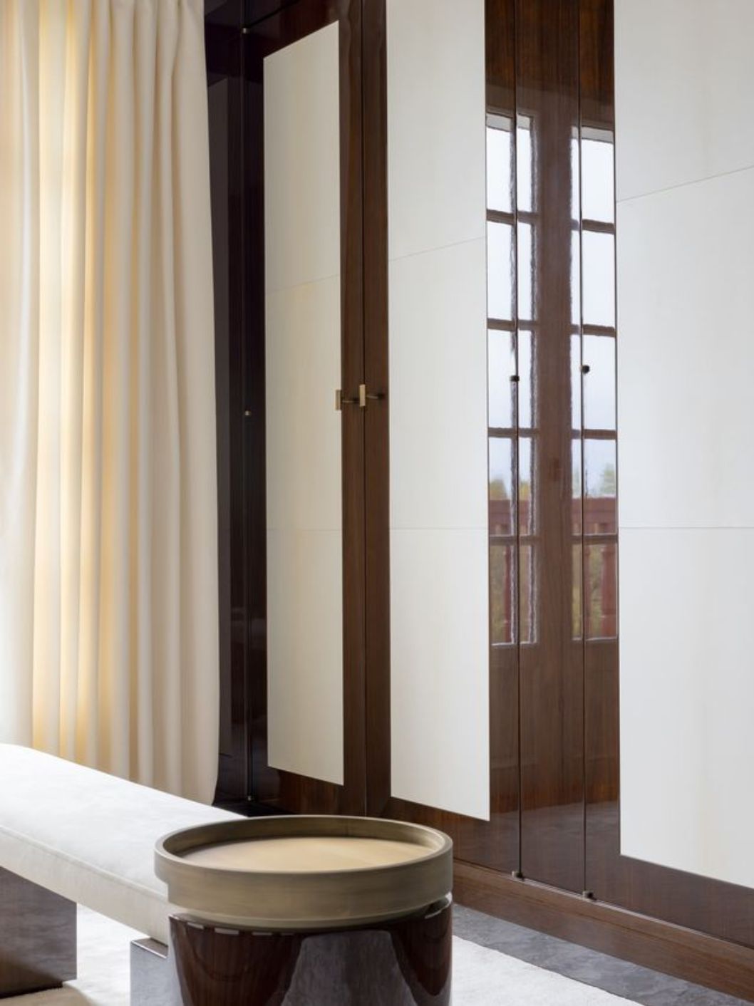 Modern interior with nickel bowl tray