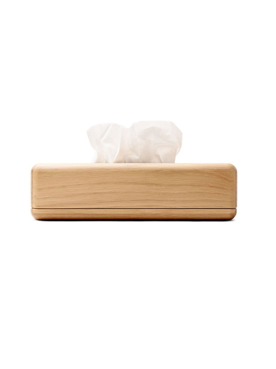 Oak tissue box with minimalist design, crafted by Vincent Van Duysen.