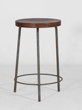 AUTHENTIC PIERRE JEANNERET STOOL IN TEAK AND IRON, ROUND TRIPOD DESIGN, MADE IN CHANDIGARH, CIRCA 1952, MID-CENTURY MODERN COLLECTIBLE