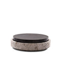 Stone bowl in Muschelkalk with reversible bronzed lid by Nicolas Schuybroek  
Designer stone bowl with sculptural form and dual-sided bronze lid  
Nicolas Schuybroek minimalist stone bowl in German limestone  
Close-up of Muschelkalk stone bowl with bronzed lid, Ø39cm  
Sculptural bowl with bronzed lid, also in marble and Egyptian limestone  
Architectural home object designed by Nicolas Schuybroek  
